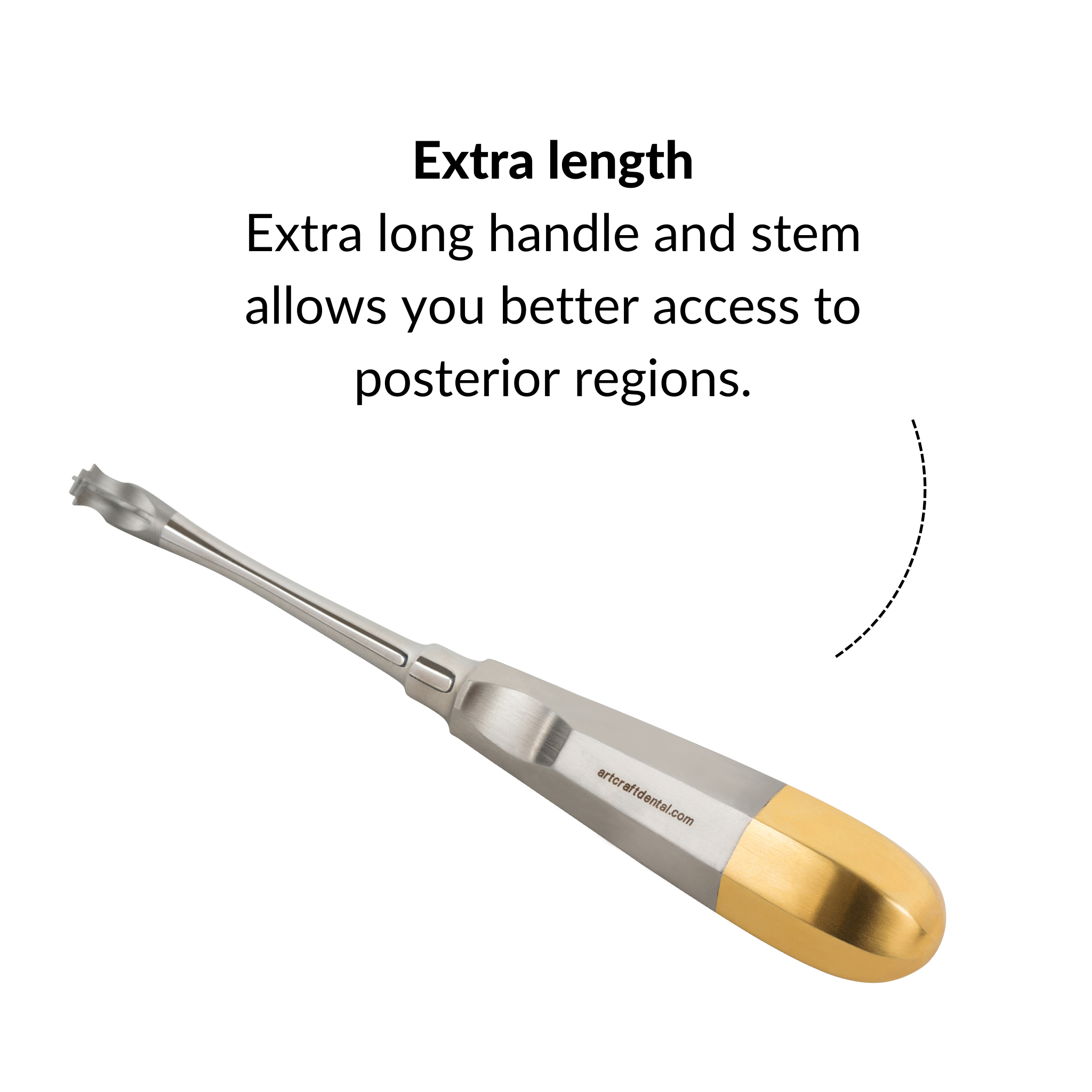 Max Crown Spreader dental instrument demonstrating long handle for ease and better use.