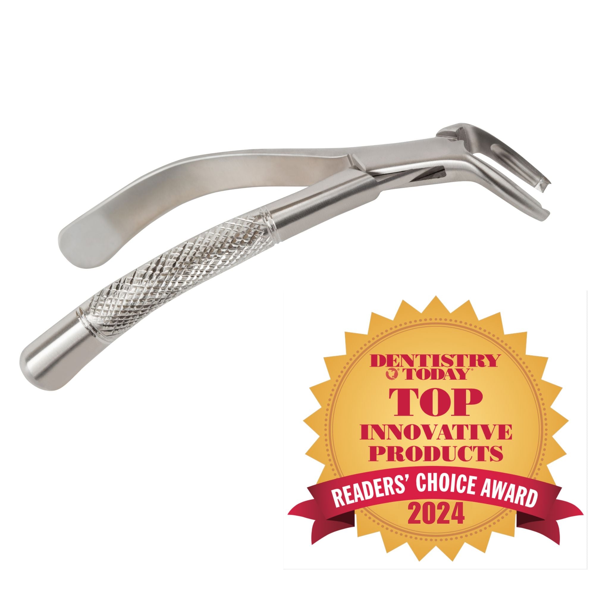 TempOff temporary crown remover instrument by ArtCraft Dental showing stainless steel beak design for dental use. Top innovate and restorative product in Dentistry today.